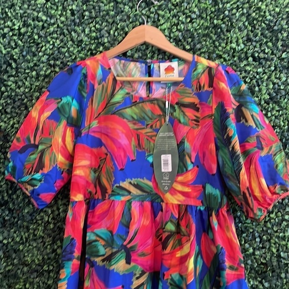 NWT Farm Rio Banana Mix Tiered Midi Dress - Picture 10 of 11